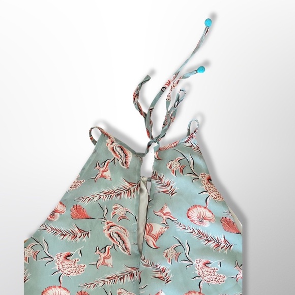 Forever 21 seashell and sea horse patterned tank blouse with beaded ties - Picture 7 of 7